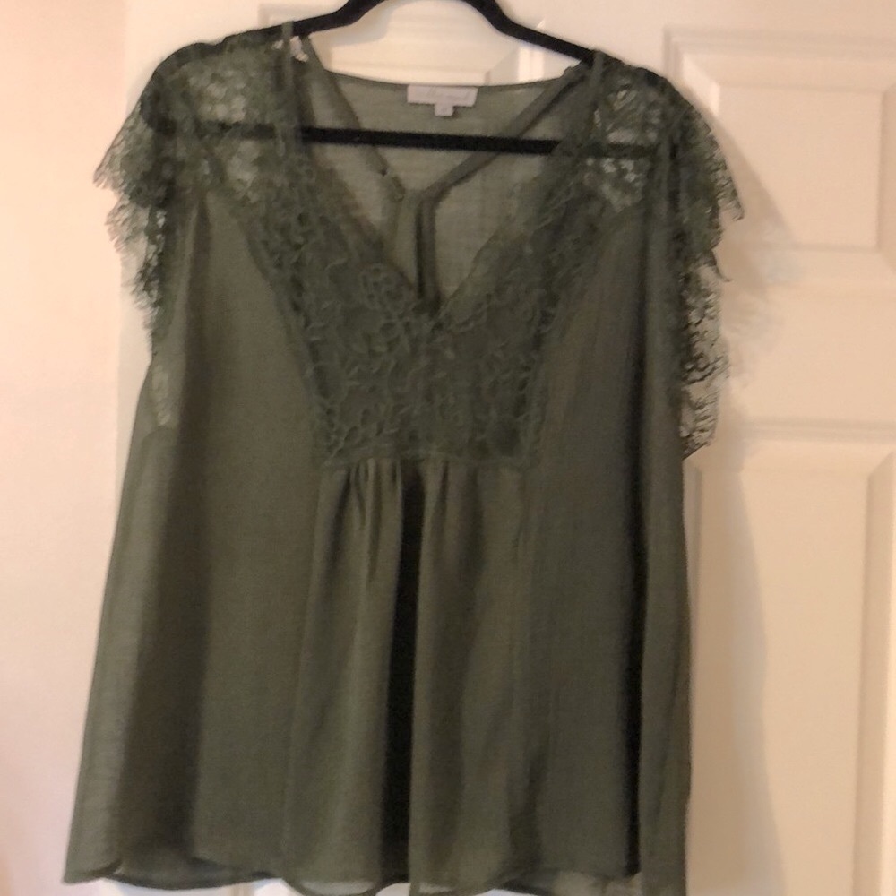 Forest Green Lace Blouse